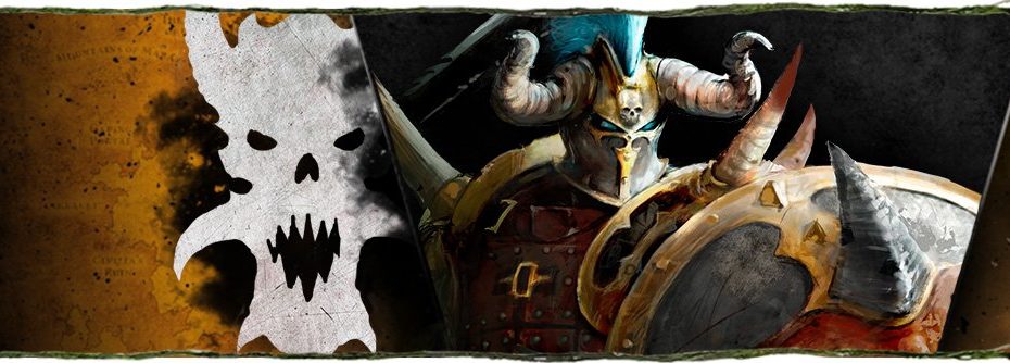 Les légionnaires du Chaos et le maréchal Centaurion sont bénis par Be'lakor avec ces capacités Warcry