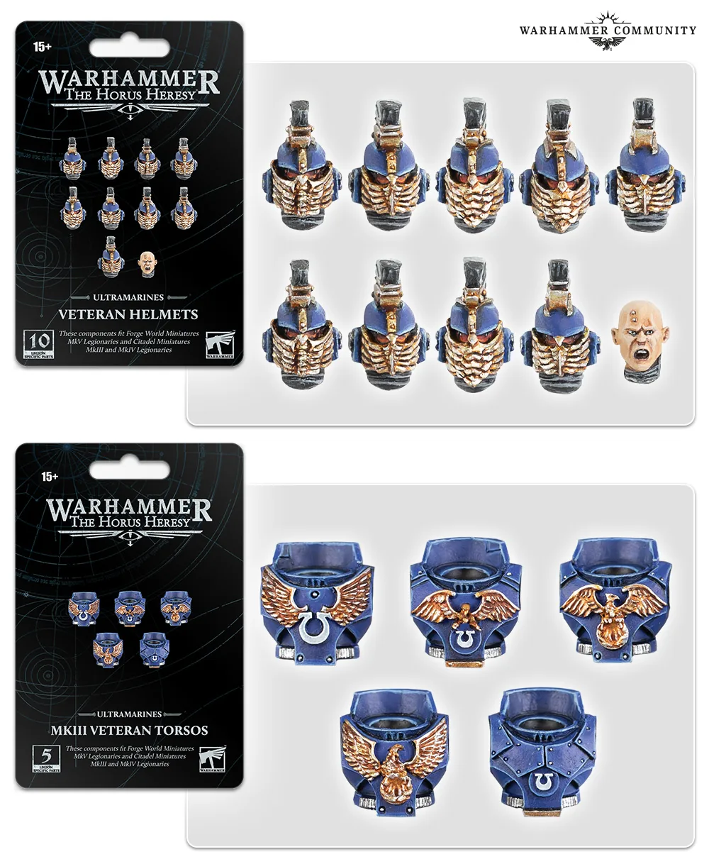 Casques de vétérans Ultramarines et torses de vétérans MKIII